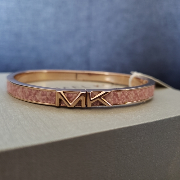 Michael Kors Rose Gold-Tone Logo Thin Bangle - Picture 5 of 13